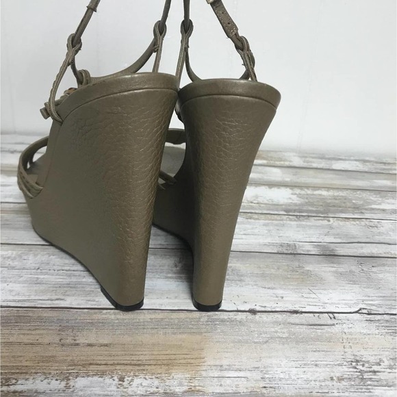 GUCCI Vegas Gold Leather Platform Wedges 38 - Picture 7 of 8